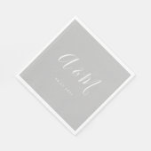 Silver White Elegant Monogram Wedding Serviette (Ecke)