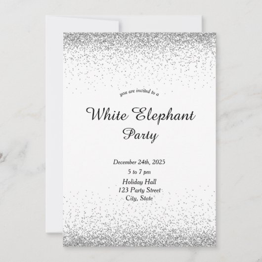 Silver White Elephant Party Einladung (Vorderseite)