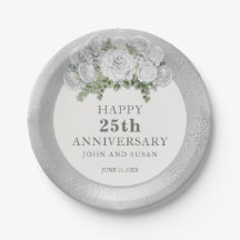 Silver White Floral 25. Hochzeitstag
