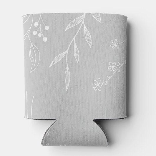 Silver White Floral Boho Wedding Dosenkühler (Rückseite)