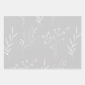 Silver White Floral Boho Wedding Geschenkpapier Set (Vorderseite)