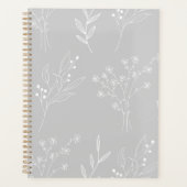 Silver White Floral Boho Wedding Planer (Vorderseite)