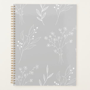 Silver White Floral Boho Wedding Planer