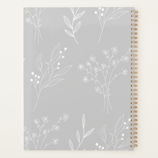 Silver White Floral Boho Wedding Planer (Rückseite)