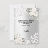 Silver white floral lace Brautparty Foto Dankeskarte (Rückseite)