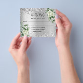 Silver white florals eucalyptus weded RSVP Note Flyer (Gruppe)