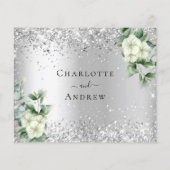 Silver white florals eucalyptus weded RSVP Note Flyer (Hinten)