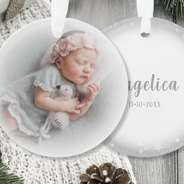 Silver White Foto Ornament