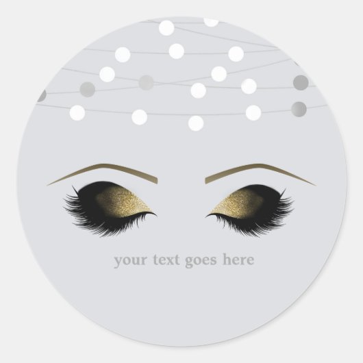 Silver White Glam Gold Makeup Eyelashes Gefallen Runder Aufkleber (Vorderseite)