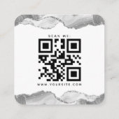 Silver White Glitzer Agate Wedding QR Code UAWG Begleitkarte (Rückseite)
