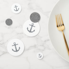 Silver & White Glitzer Anchor Nautical Beach Party Konfetti