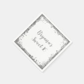 Silver White Glitzer Glam Edge Sweet 16 Party Serviette (Ecke)