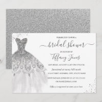 Silver White Glitzer Wedding Dress Brautparty