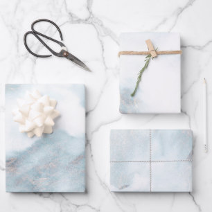 Silver white Gold Grunge Blue Paint Geschenkpapier Set