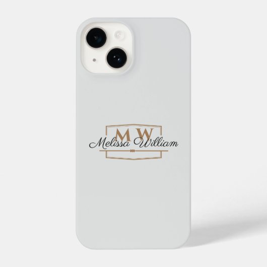 Silver White Gold Monogram Name Script iPhone Hülle (Rückseite)