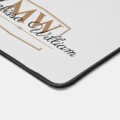 Silver White Gold Monogram Name Script Schreibtischunterlage (Ecke)