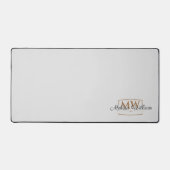 Silver White Gold Monogram Name Script Schreibtischunterlage (Vorderseite)