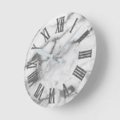 Silver White Gray Carrara Marble Stone Roman Numbe Runde Wanduhr (Winkel)