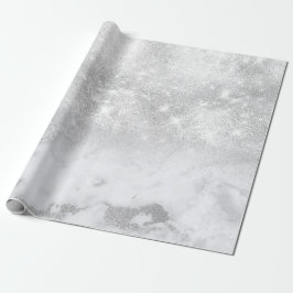 Silver White Gray Marble Stone Brushes Spark Geschenkpapier