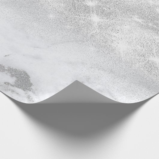 Silver White Gray Marble Stone Brushes Spark Geschenkpapier (Ecke)