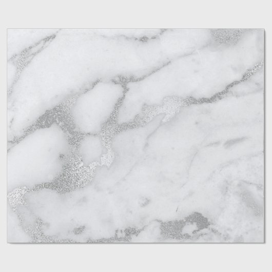Silver White Gray Marble Stone Brushs Geschenkpapier (Flach)