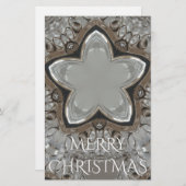 Silver White Gray Shiny Star Frohe Weihnachten Briefpapier (Vorne/Hinten)