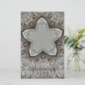 Silver White Gray Shiny Star Frohe Weihnachten Briefpapier (Stehend Vorderseite)