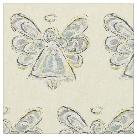 Silver White Guardian Angel Kunststoffe Stoff (Nahaufnahme)