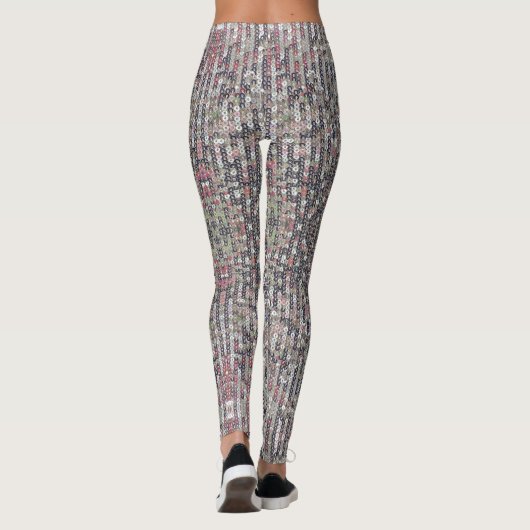 Silver White Kristall Sequenzmuster Leggings (Rückseite)