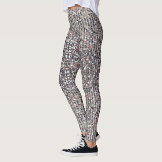 Silver White Kristall Sequenzmuster Leggings (Links)