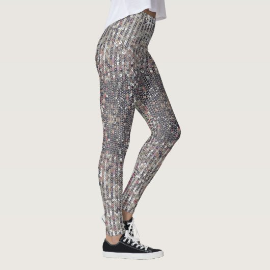 Silver White Kristall Sequenzmuster Leggings (Rechts)