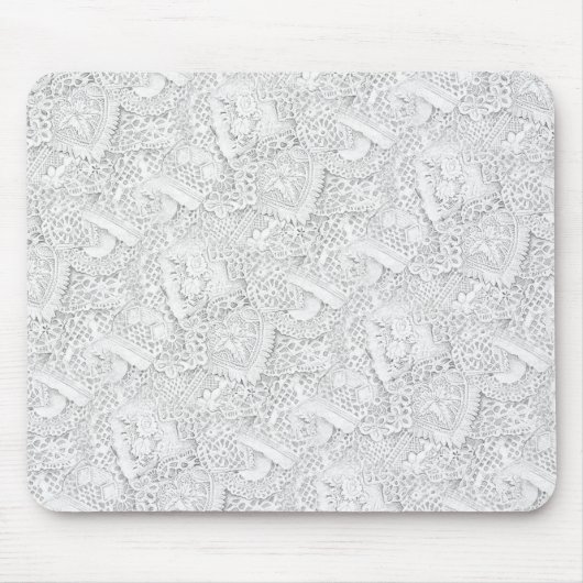 Silver White Lace Pattern Mousepad (Vorne)