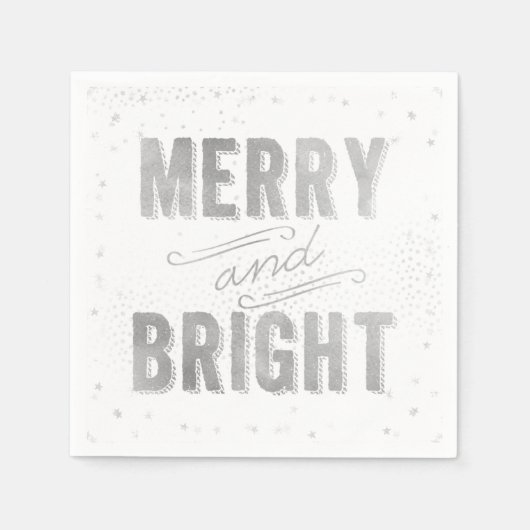 Silver & White Merry und Helle Winterurlaub Serviette (Vorderseite)