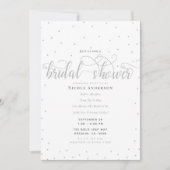 Silver & White Modern Minimal Script Brautparty Einladung (Vorderseite)