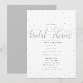 Silver & White Modern Minimal Script Brautparty Einladung (Vorne/Hinten)