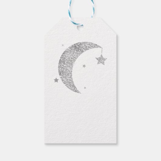 Silver & White Moon & Stars Kinderdusche Celestial Geschenkanhänger (Rückseite)