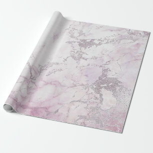 Silver White Pink Gray Marble Shiny Pinsel Geschenkpapier