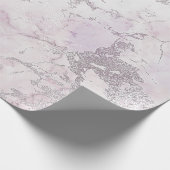 Silver White Pink Gray Marble Shiny Pinsel Geschenkpapier (Ecke)