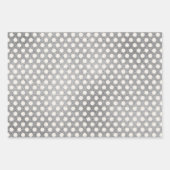 Silver White Polka Dots Streifen Weihnachtsfeierta Geschenkpapier Set (Vorderseite)
