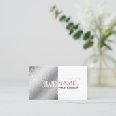 Silver White Red with Glitter Stars and Monogram Visitenkarte (Stehend Vorderseite)