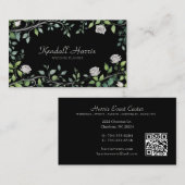 Silver & White Rose Business Card Visitenkarte (Vorne/Hinten)
