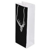 Silver White Schwanz Dee on Carbon Fibre Style Pri Geschenktüte Für Weinflaschen (Vorderseite Schrägansicht)