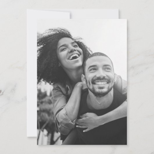 Silver White Script Typografie Save The Date (Rückseite)