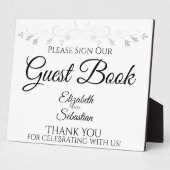 Silver & White Simple Bitte Unterschreiben Fotoplatte (Seite)