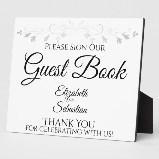 Silver & White Simple Bitte Unterschreiben Fotoplatte (Seite)