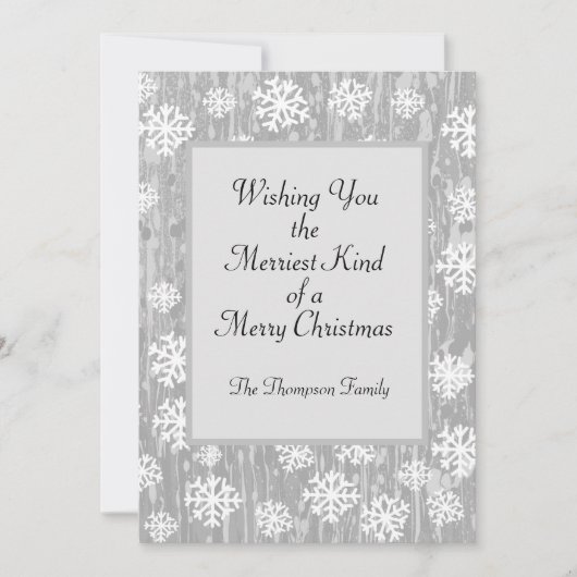 Silver White Snowflake Custom Holiday Card Ankündigung (Vorderseite)