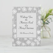 Silver White Snowflake Custom Holiday Card Ankündigung (Stehend Vorderseite)
