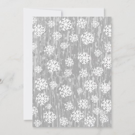 Silver White Snowflake Custom Holiday Card Ankündigung (Rückseite)