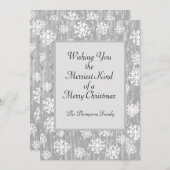 Silver White Snowflake Custom Holiday Card Ankündigung (Vorne/Hinten)