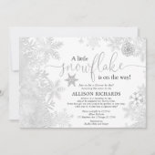 Silver White Snowflake Dusche von Mail Baby Dusche Einladung (Vorderseite)